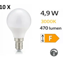 Confezione 10 lampadine led e14 4,9w 3000k 470 lumen dimmerabili