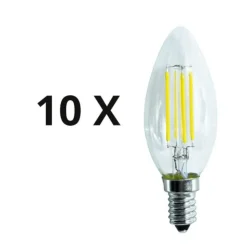 Confezione n10 lampadine e14 led 4w 4000k 490lm oliva trasparente ideal lux