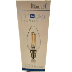 Confezione n10 lampadine e14 led 4w 4000k 490lm oliva trasparente ideal lux