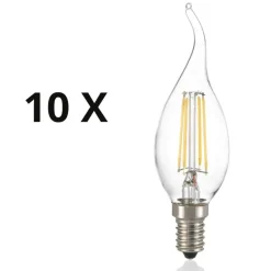 Confezione n10 lampadine e14 led 4w 3000k 430lm trasparente ideal lux