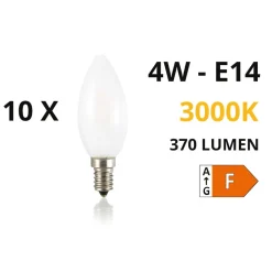 Confezione n10 lampadine e14 led 4w 3000k 370lm vetro oliva bianca ideal lux