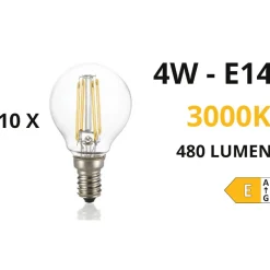 Confezione n10 lampadine e14 led 4w 3000k 480lm sfera ideal lux
