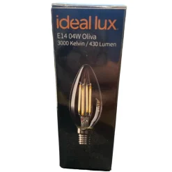 Confezione n10 lampadine e14 led 4w 3000k 470lm oliva trasparente ideal lux