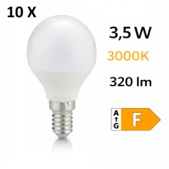Confezione n 10 lampadine e14 led 3,5w 3000k 320 lumen