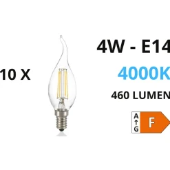 Confezione n10 lampadine e14 led 4w 4000k 460lm trasparente ideal lux
