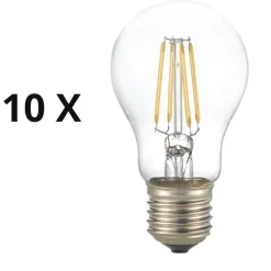 Confezione n10 lampadine led e27 8w 4000k 980lm goccia trasparente ideal lux