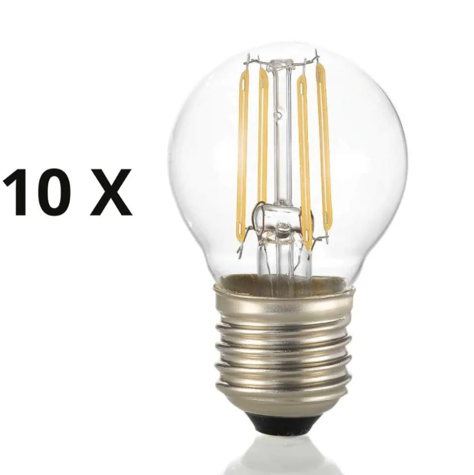 Confezione n10 lampadine led e27 4w 4000k 490lm sfera trasparente ideal lux