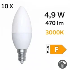 Confezione n 10 lampadine led e14 4,9w 3000k 470 lumen dimmerabile