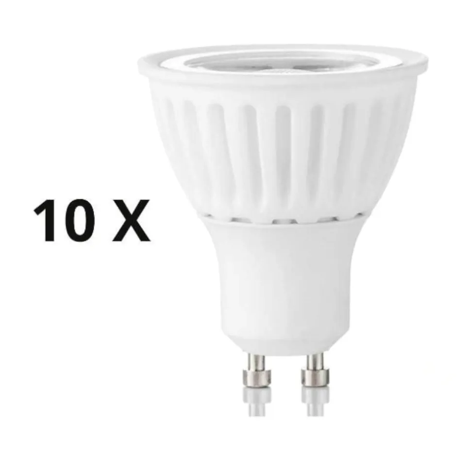 Confezione n10 lampadine led gu10 7w 4000k 620lm cri90 ottica 50 ideal lux