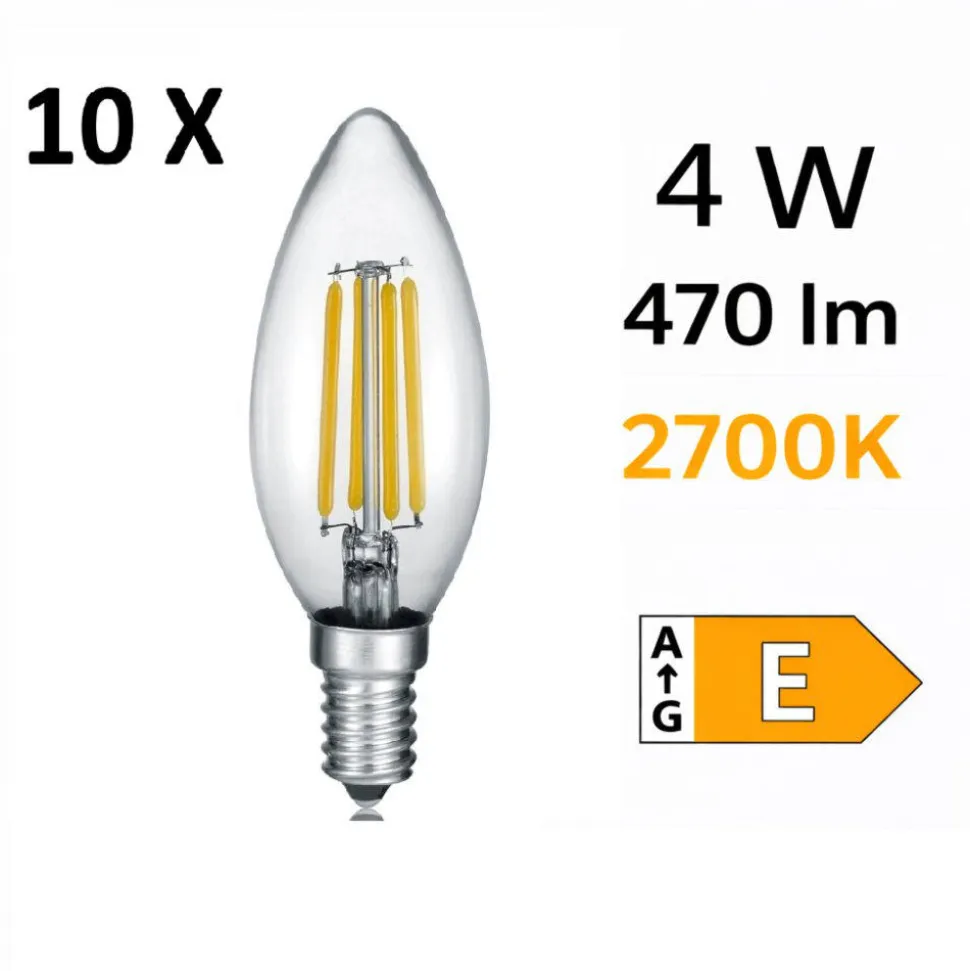 Confezione 10 pezzi lampadina e14 led 4w 2700k 470 lumen dimmerabile