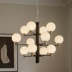Copernico sp12 ideal lux lampadario moderno nero per soggiorno