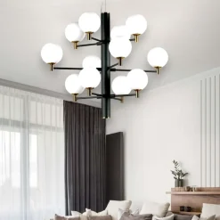 Copernico sp12 ideal lux lampadario moderno nero per soggiorno
