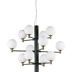 Copernico sp12 ideal lux lampadario moderno nero per soggiorno