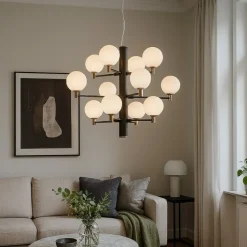Copernico sp12 ideal lux lampadario moderno nero per soggiorno