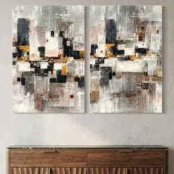 Coppia di quadri astratti 50x70 moderni decorati telaio francese