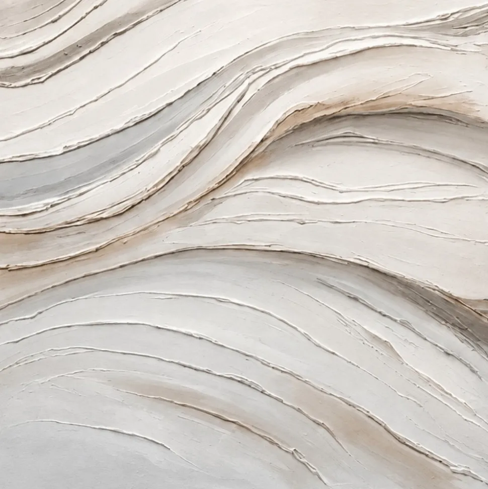 Coppia di quadri astratti moderni pittura materica su tela per soggiorno bianco beige