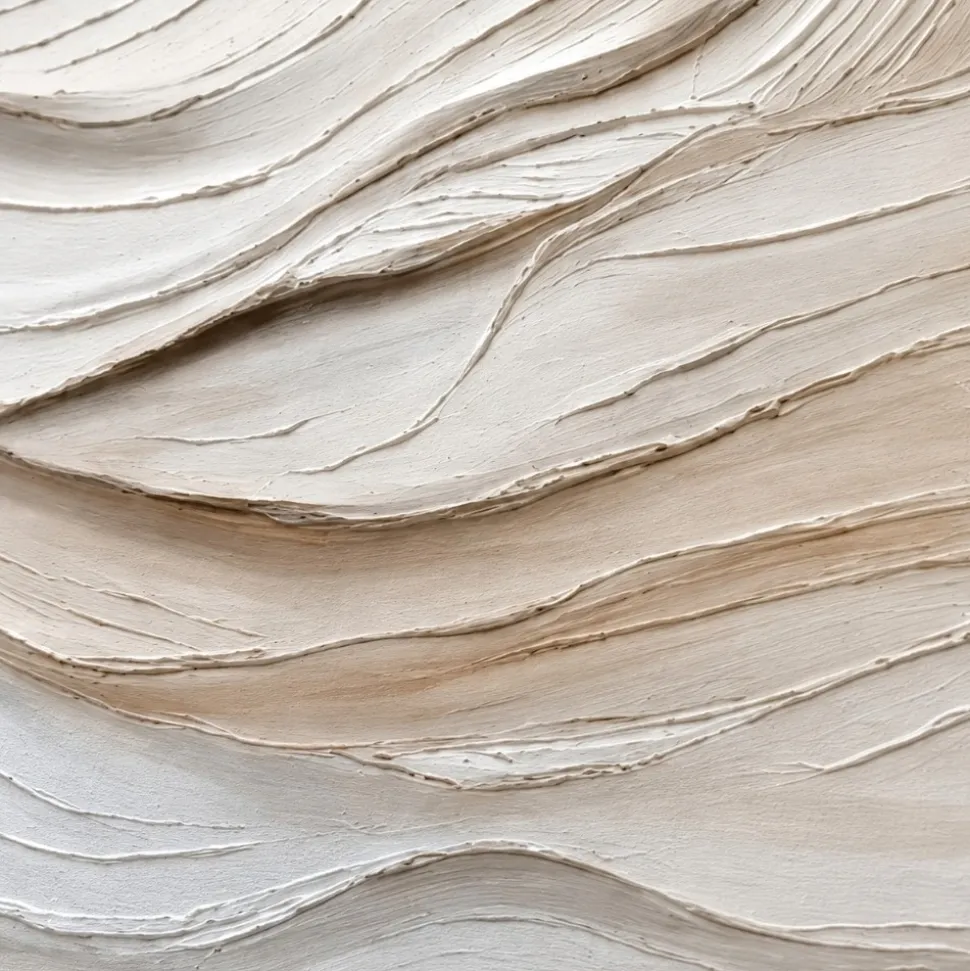 Coppia di quadri astratti moderni pittura materica su tela per soggiorno bianco beige