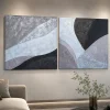 Coppia di quadri astratti materici quadrati 80x80 moderni per soggiorno