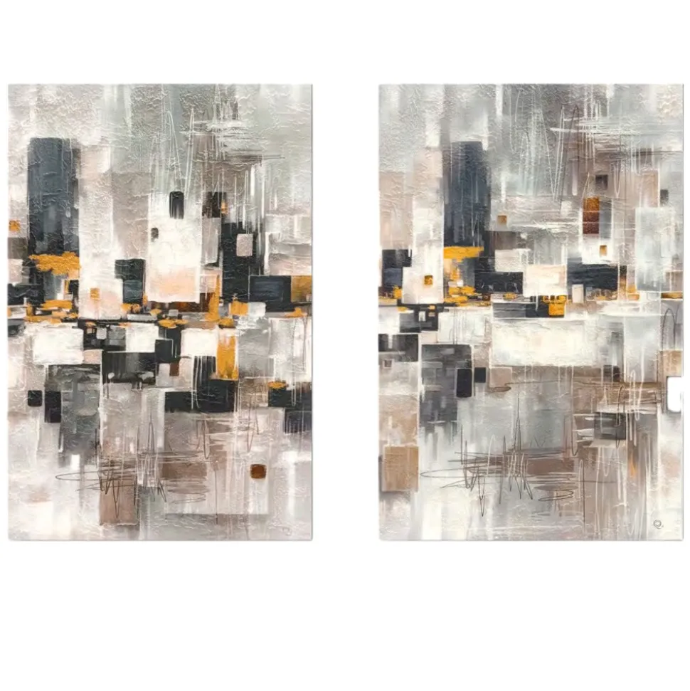 Coppia di quadri 60x90 astratti dipinti moderni tele per soggiorno