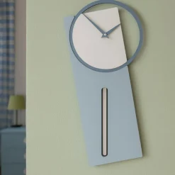 Corologio a pendolo moderno da parete sherlock legno azzurro polvere