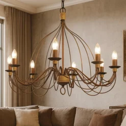 Corte sp8 ideal lux lampadario di ferro battuto ruggine