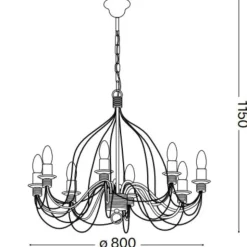 Corte sp8 ideal lux lampadario di ferro battuto ruggine