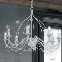 Corte sp8 lampadario ferro batutto bianco ideal lux