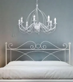 Corte sp8 lampadario ferro batutto bianco ideal lux