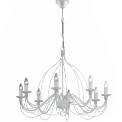 Corte sp8 lampadario ferro batutto bianco ideal lux