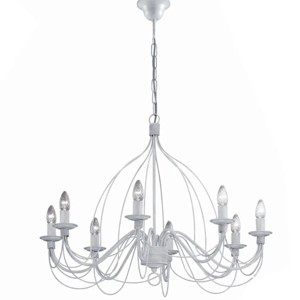 Corte sp8 lampadario ferro batutto bianco ideal lux