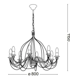 Corte sp8 lampadario ferro batutto bianco ideal lux