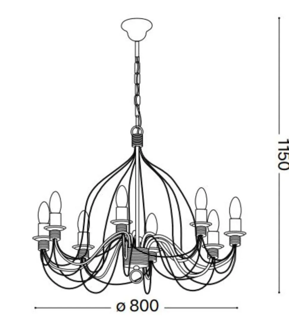 Corte sp8 lampadario ferro batutto bianco ideal lux
