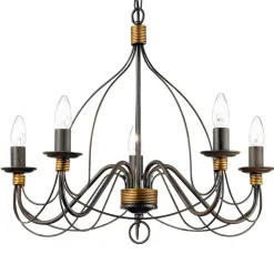 Corte sp5 lampadario 5 luci ferro battuto ruggine ideal lux