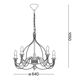 Corte sp5 lampadario 5 luci ferro battuto ruggine ideal lux