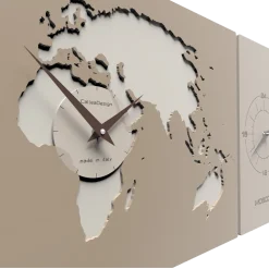 Cosmo grande orologio da parete planisfero legno colore caffellate fusi orari