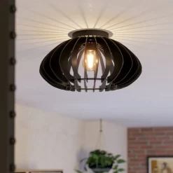 Cossano 3 eglo plafoniera moderna in legno nero sagomato