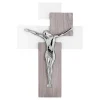 Crocifisso da parete moderno 60x40 rovere argento bongelli preziosi