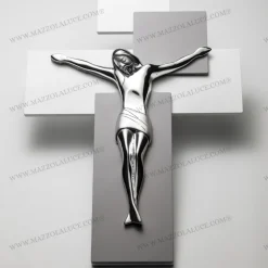 Crocifisso da parete 42x30 moderno argentato grigio bongelli preziosi