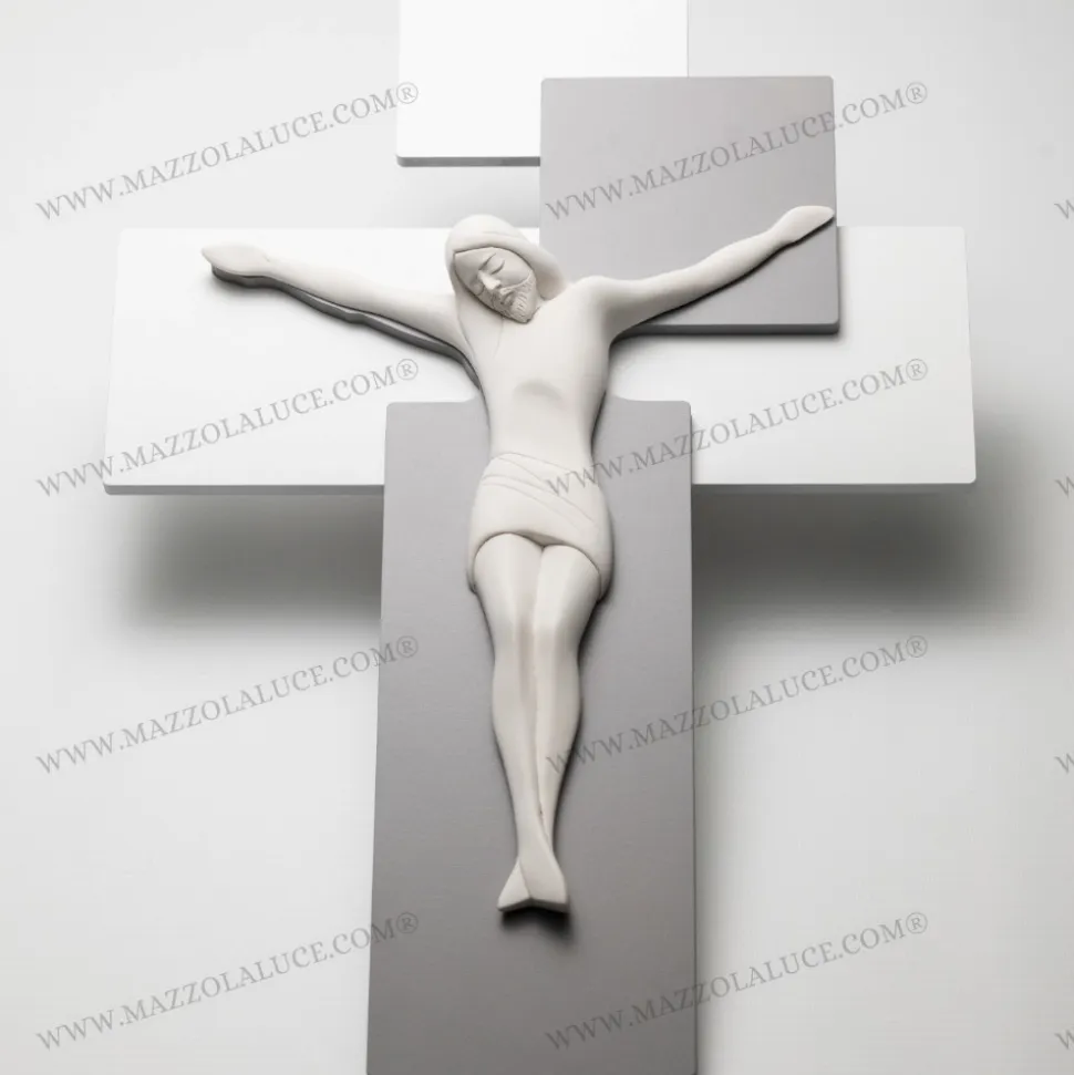 Crocifisso da parete 60x40 moderno grigio bongelli preziosi