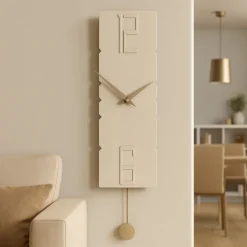 Crock legno colore lino orologio a pendolo moderno da parete