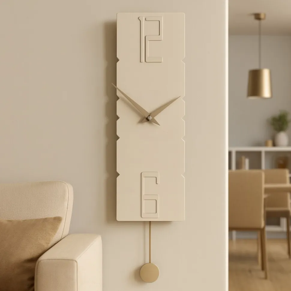 Crock legno colore lino orologio a pendolo moderno da parete