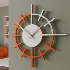 Crosshair orologio da parete moderno legno colore arancione