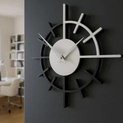 Crosshair orologio legno nero grigio da parete moderno