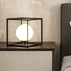 Cube perenz abat jour per camera da letto nera sfera vetro
