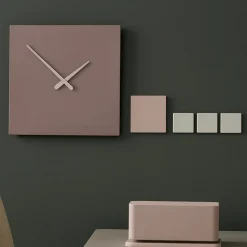 Design kubo grande orologio da parete moderno legno grigio prugna