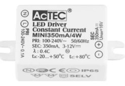 Driver 4w 350ma non dimmerabile 100-240v ac 50-60hz output: 3-12 vdc