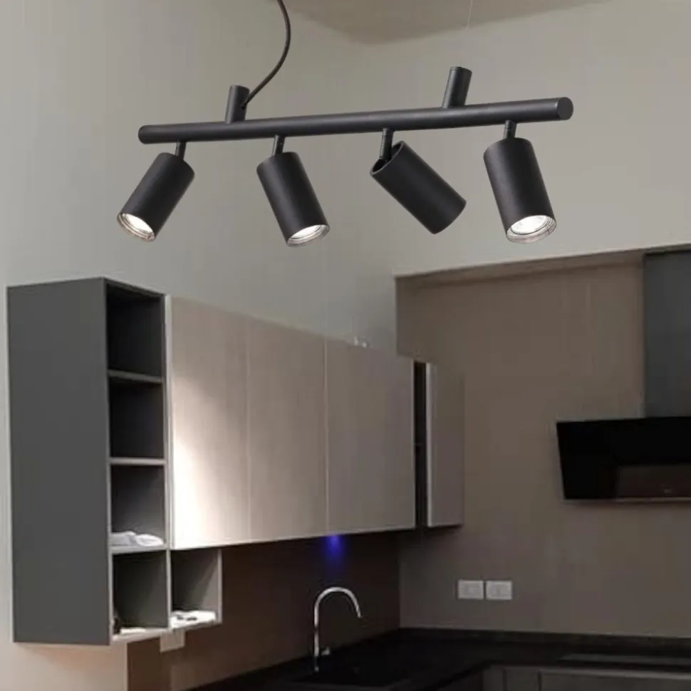 Dynamite sp4 ideal lux lampadario nero per isola cucina