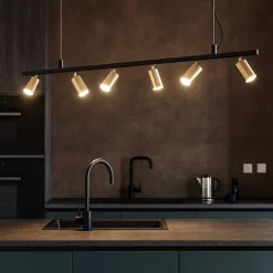 Dynamite sp6 ideal lux lampadario luci orientabili nero oro