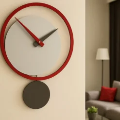 Eclipse orologio moderno a pendolo rosso rubino grigio