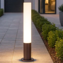 Edo outdoor pt1 round lampione per esterno giardino tubolare ip44 marrone ideal lux